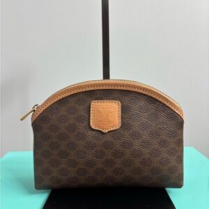 Celine Brown and Tan Logo Pouch